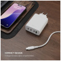 Adaptor de încărcare FIXED GaN cu porturi 3x USB-C / USB-A - 120W - alb