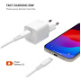 Set adaptor mini GaN FIXED cu port USB-C și cablu USB-C la USB-C - 30W - 1,2 m - alb