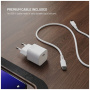 Set adaptor mini GaN FIXED cu port USB-C și cablu USB-C la USB-C - 30W - 1,2 m - alb