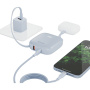 Baterie externă ENERGEA Bazic GoPower Fusion cu cabluri integrate USB-C și Lightning și porturi USB-C / USB-A - 10 000 mAh - albastră
