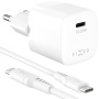 Set adaptor mini GaN FIXED cu port USB-C și cablu USB-C la USB-C - 30W - 1,2 m - alb