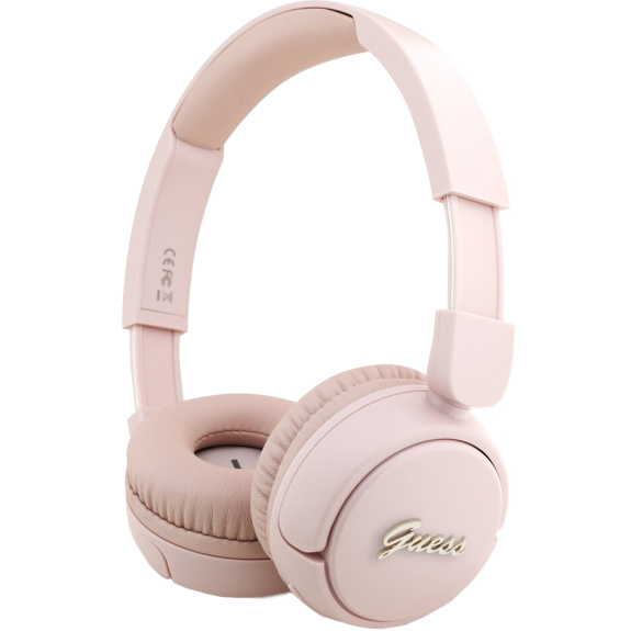 Căști wireless Guess Script Metal Logo - roz