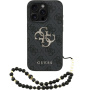 Husă Guess 4G Metal Logo Strap cu șnur pentru iPhone 15 Pro Max - gri