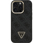 Husă Guess 4G Strass Triangle Logo cu suport rabatabil și MagSafe pentru iPhone 16 Pro Max - gri
