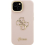 Husă Guess Grained 4G Logo cu suport rabatabil pentru iPhone 13 - roz