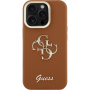 Husă Guess Grained 4G Logo cu suport rabatabil pentru iPhone 15 Pro Max - maro
