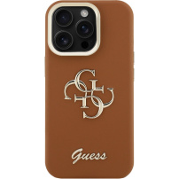 Husă Guess Grained 4G Logo cu suport rabatabil pentru iPhone 16 Pro - maro