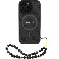 Husă Guess 4G Colored Ring Strap cu șnur și MagSafe pentru iPhone 16 Pro Max - gri