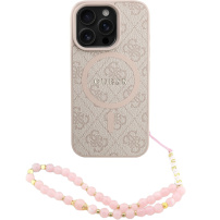 Husă Guess 4G Colored Ring Strap cu șnur și MagSafe pentru iPhone 16 Pro Max - roz