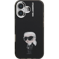 Karl Lagerfeld IML Aquarelle Karl husă pentru iPhone 16 - negru