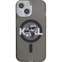 Karl Lagerfeld IML Glitter Karl and Choupette Sketch husă sclipitoare cu MagSafe pentru iPhone 15 - gri