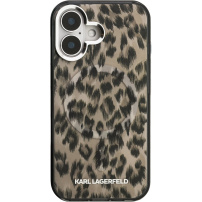 Karl Lagerfeld IML Leopard husă cu MagSafe pentru iPhone 16 - maro