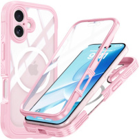 Husă rezistentă la șocuri cu sticlă securizată și MagSafe pentru iPhone 17 - roz