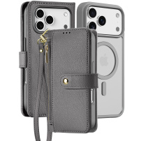 DUX DUCIS Lawa 2 în 1 husă flip detașabilă cu MagSafe și portofel pentru iPhone 17 Pro Max - gri