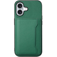 Husă de piele cu buzunar pentru carduri pentru iPhone 17 - verde închis