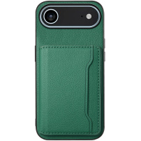 Husă de piele cu buzunar pentru carduri pentru iPhone Air - verde închis