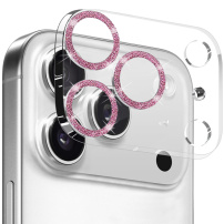 Sticlă securizată NORTHJO cu rame strălucitoare pentru protecția lentilelor camerei pentru iPhone 17 Pro - roz