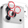 NORTHJO Sticlă securizată cu rame sclipitoare pentru protecția lentilelor camerei pentru iPhone 17 Pro - roșu
