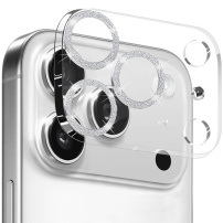 Sticlă securizată NORTHJO cu rame sclipitoare pentru protecția lentilelor camerei pentru iPhone 17 Pro - argintiu