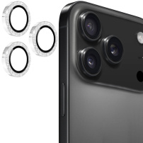 Sticlă ENKAY cu rame strălucitoare pentru protecția lentilelor camerei spate pentru iPhone 17 Pro / 17 Pro Max - argintiu