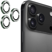 Sticlă ENKAY cu pietre pentru protecția lentilelor camerei spate pentru iPhone 17 Pro / 17 Pro Max - verde