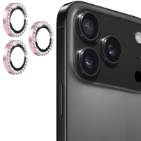 Sticlă ENKAY cu pietre pentru protecția lentilelor camerei spate pentru iPhone 17 Pro / 17 Pro Max - roz