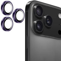 Sticlă securizată ENKAY cu ramă metalică pentru protecția lentilelor camerei spate pentru iPhone 17 Pro / 17 Pro Max - violet închis