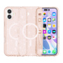 Husă transparentă cu sclipici și MagSafe pentru iPhone 17 - roz-auriu