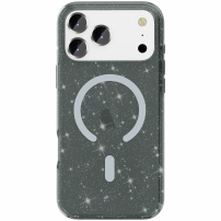 Husă transparentă cu sclipici și MagSafe pentru iPhone 17 Pro Max - gri