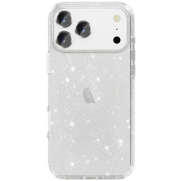 Husă transparentă cu sclipici pentru iPhone 17 Pro Max - argintiu