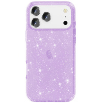Husă transparentă cu sclipici pentru iPhone 17 Pro Max - violet