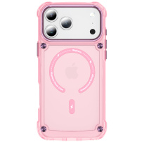 Husă rezistentă transparentă cu MagSafe pentru iPhone 17 Pro Max - roz
