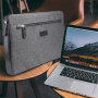 Geantă QIALINO pentru iPad de până la 13" / MacBook de până la 14" - gri închis