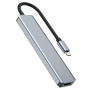 Hub 7 în 1 - slot pentru card SD / TF / HDMI / 2x USB-C / 2x USB-A la USB-C - gri