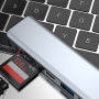 Hub 7 în 1 - slot pentru card SD / TF / HDMI / 2x USB-C / 2x USB-A la USB-C - gri