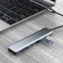 Hub 7 în 1 - slot pentru card SD / TF / HDMI / 2x USB-C / 2x USB-A la USB-C - gri