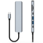 Hub 7 în 1 - slot pentru card SD / TF / HDMI / 2x USB-C / 2x USB-A la USB-C - gri