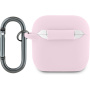 Husă silicon Lacoste Croc Logo cu carabină pentru AirPods 4 / 5 - roz