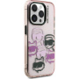 Karl Lagerfeld IML Multi K&CH Heads husă pentru iPhone 15 Pro - roz