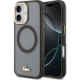 Husă Lacoste Frosted Finish cu Logo Auriu și MagSafe pentru iPhone 17 - gri