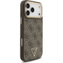 Husă Guess 4G Triangle Logo Gold Frame cu MagSafe pentru iPhone 17 Pro Max - maro