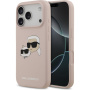 Karl Lagerfeld Double Heads husă siliconată cu MagSafe pentru iPhone 17 Pro - roz