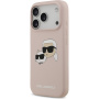 Karl Lagerfeld Double Heads husă siliconată cu MagSafe pentru iPhone 17 Pro - roz