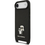 Karl Lagerfeld Saffiano Crossbody Metal Karl and Choupette husă cu curea ajustabilă pentru iPhone Air - negru