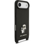 Karl Lagerfeld Saffiano Crossbody Metal Karl and Choupette husă cu curea ajustabilă pentru iPhone Air - negru