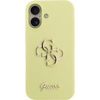 Husă silicon Guess 4G Metal Logo pentru iPhone 17 - neon galben