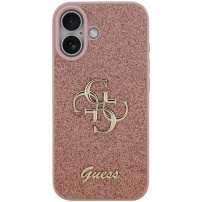 Husă strălucitoare Guess Fixed Glitter 4G Metal Logo pentru iPhone 17 - roz
