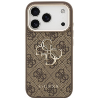 Husă Guess 4G Metal Logo Gold Frame pentru iPhone 17 Pro - maro
