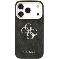 Husă Guess 4G Metal Logo Gold Frame pentru iPhone 17 Pro Max - gri