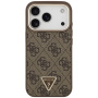 Husă Guess 4G Triangle Logo Gold Frame cu MagSafe pentru iPhone 17 Pro Max - maro